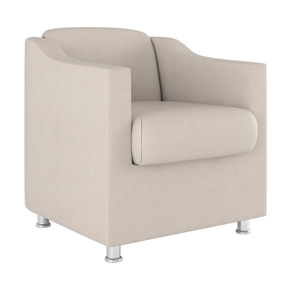 Cadeira Poltrona Decorativa Reforçada Sala de Espera – Balaqui Decor Cor:Bege