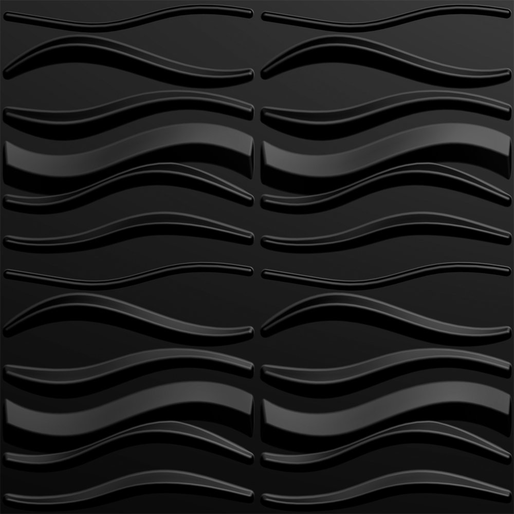 KIT 20 Placas 3D PVC Preto Decoração Revestimento PREMIUM de Parede e Teto (5m²) - CLOVER - 2