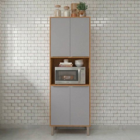 Torre Quente 4 Portas Nicho para Forno ou Microondas 70 cm Brilhante Celeste Bege/Cinamomo/Platina