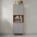 Ver imagem 1 de Torre Quente 4 Portas Nicho para Forno ou Microondas 70 cm Brilhante Celeste Bege/Cinamomo/Platina