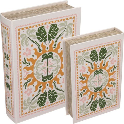 Jogo 2 Peças Caixa Livro Decorativa de MDF Color 6.8x20.5x30.0cm Organizadora