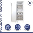 Ver imagem 5 de Lavanderia Modulada Campinas 2 Armários Multiuso 1 Porta 9 Prateleiras Branca Kaiki Móveis