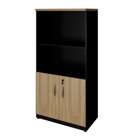 Armário Executivo Savoia 30mm 160x80x45cm Macadamia/preto