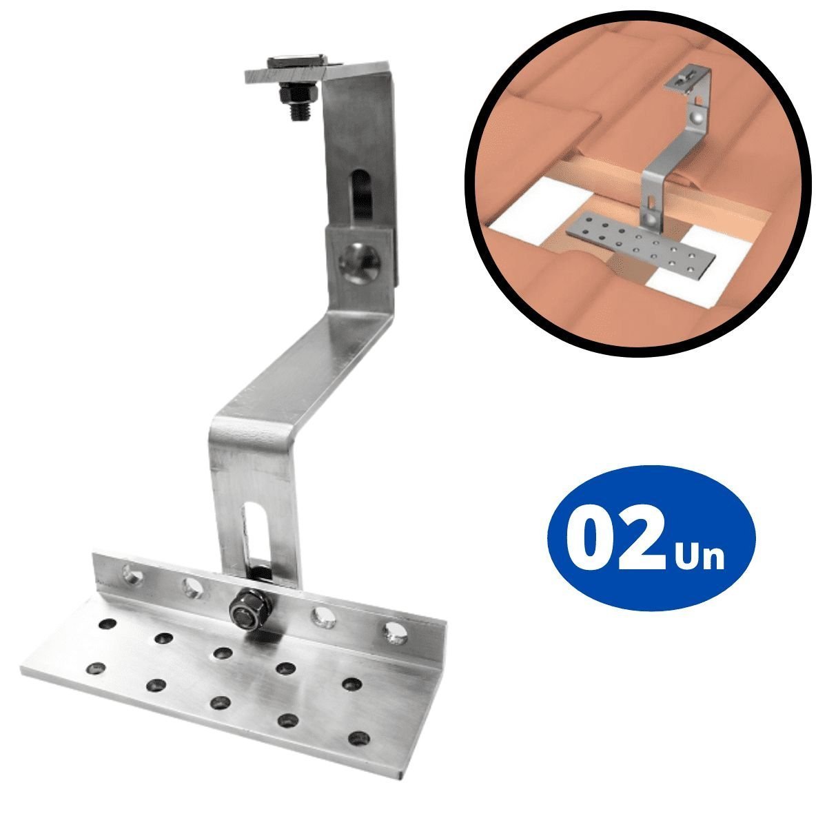 Estrutura Suporte Fixador Placa Painel Solar Alumínio e Inox Para Telha Cerâmica e Cimento | Perfil  - 2