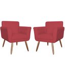 Ver imagem 1 de Conjunto 2 Poltronas Cadeiras Isabella Sala de Estar Suede Vemelho - Incasa Decor
