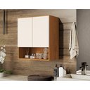 Ver imagem 3 de Armario Aéreo Organizador Multiuso Quarto Sala Bela 2 Portas:Nature/Off White