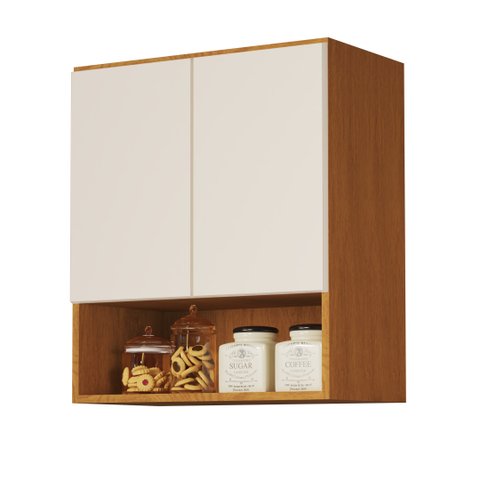 Armario Aéreo Organizador Multiuso Quarto Sala Bela 2 Portas:Nature/Off White