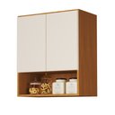 Ver imagem 1 de Armario Aéreo Organizador Multiuso Quarto Sala Bela 2 Portas:Nature/Off White