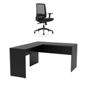 Ver imagem 2 de Mesa de Escritório em L 140x60cm + Cadeira Ergonômica Reclinável com Apoio Lombar,Pistão Classe 4