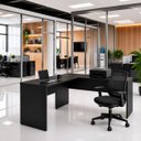 Ver imagem 1 de Mesa de Escritório em L 140x60cm + Cadeira Ergonômica Reclinável com Apoio Lombar,Pistão Classe 4