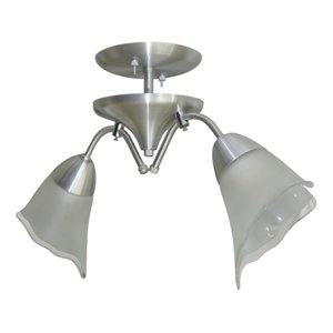 Lustre Com 2 Hastes e 2 Vidros Tulipas Ideal Para Sala Quarto Modelo Vidro Flor