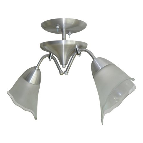 Lustre Com 2 Hastes e 2 Vidros Tulipas Ideal Para Sala Quarto Modelo Vidro Flor