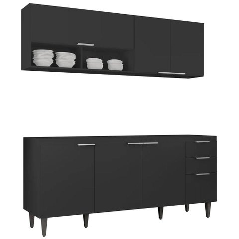 Armário de Cozinha CP01 para Pia 180cm Pérola Z34 Preto - Mpozenato