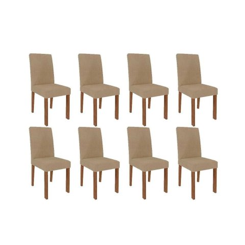 Cadeira Sala de Jantar Maia Kit 8 Un Cinamomo/suede Gengibre Bege - Cimol