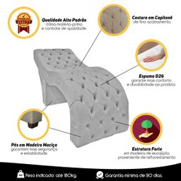 Maca Estofada Capitonê para Makeup Maquiagem Estética Cílios Veludo Cinza Claro SOFA STORE - 5