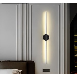 Arandela Moderna Luxo Slim Linear Perfil Led Integrado 70cm - Preto