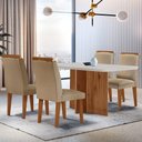 Ver imagem 1 de Mesa Olimpia 120cm Mdf Canto Reto com 4 Cadeiras Athenas