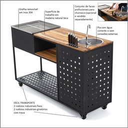 Churrasqueira Móvel Luxo Com Pia Completa (b-grill Cp 01) - 10