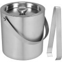 Ver imagem 1 de Balde Gelo para Bebida Decorativa Parede Dupla Home&co com Pegador Inox 1,8l 15x15x15cm Prata