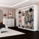Ver imagem 2 de Guarda-Roupa Casal 8 Portas e Cômoda 10 Gavetas Branco - Pm