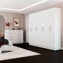 Ver imagem 1 de Guarda-Roupa Casal 8 Portas e Cômoda 10 Gavetas Branco - Pm