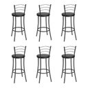 Ver imagem 5 de Kit 6 Banquetas Altas Pretas com Assento Estofado e Encosto para Bancada Cozinha Preto