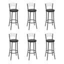 Ver imagem 2 de Kit 6 Banquetas Altas Pretas com Assento Estofado e Encosto para Bancada Cozinha Preto