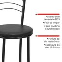 Ver imagem 6 de Kit 6 Banquetas Altas Pretas com Assento Estofado e Encosto para Bancada Cozinha Preto
