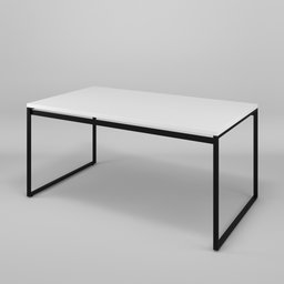 Mesa Branca para 4 Lugares Madeira Metal Sala de Jantar Cozinha Retangular Base Preta 160x90cm - 4