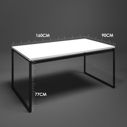 Mesa Branca para 4 Lugares Madeira Metal Sala de Jantar Cozinha Retangular Base Preta 160x90cm - 3