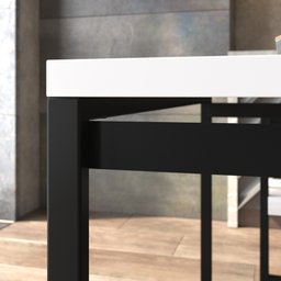 Mesa Branca para 4 Lugares Madeira Metal Sala de Jantar Cozinha Retangular Base Preta 160x90cm - 5