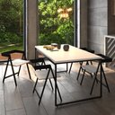 Ver imagem 1 de Mesa Branca para 4 Lugares Madeira Metal Sala de Jantar Cozinha Retangular Base Preta 160x90cm