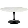 Mesa de Jantar Saarinen Oval 120x80 Cm Mármore Branco Extra Base Preta - 1