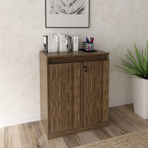 Balcão para Escritório 60cm com 1 Prateleira 2 Portas e Chave ME4149