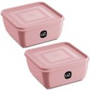 Ver imagem 1 de 2 Potes Plásticos Uz Rosa Quadrado Multiuso 1,5l com Tampa Premium Alimentos