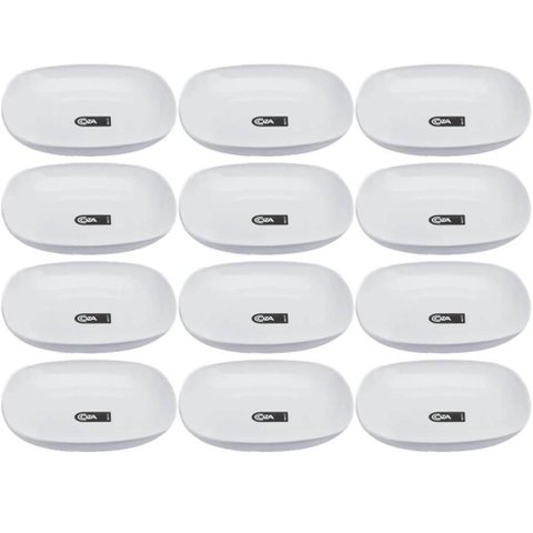Kit 12 Pratos Brancos Quadrados 17cm Coza Essential Bar
