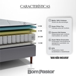 Colchão Casal Molas Ensacadas Vision 138x188x34 Bom Pastor - 3