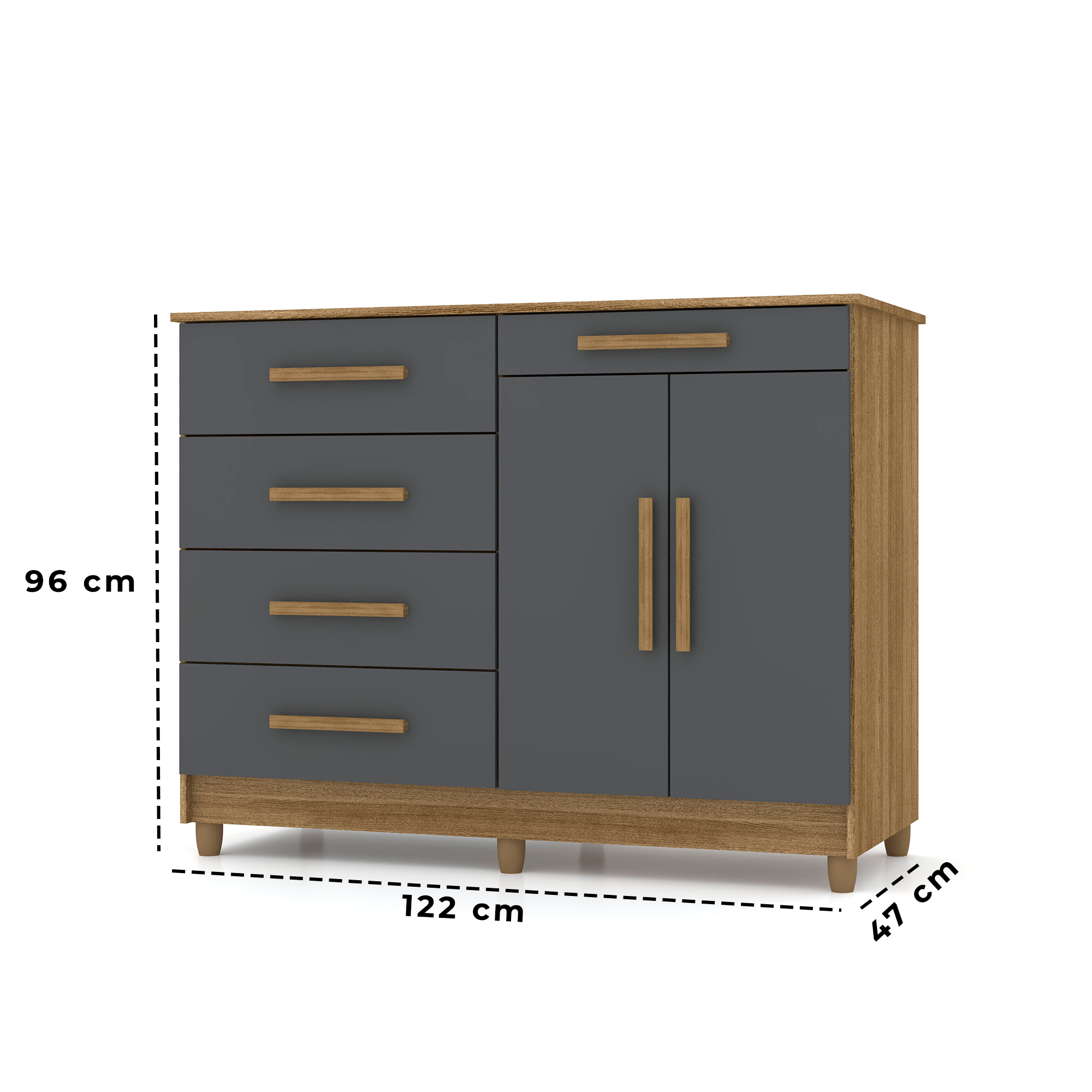 Cômoda Sapateira Sirius com 2 Portas e 5 Gavetas Organizadora de Roupas para Quarto de Casal - 5