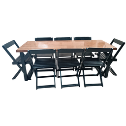 Conjunto de Mesa Jantar 200x80 Gourmet com 8 Cadeiras Castanho - Preto - 12