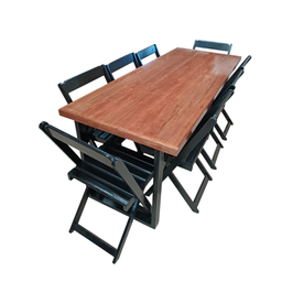 Conjunto de Mesa Jantar 200x80 Gourmet com 8 Cadeiras Castanho - Preto - 11