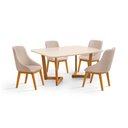 Ver imagem 5 de Conjunto Mesa Jantar 1,60m Off-White 4 Cadeira Verona Linho Bege Luxo