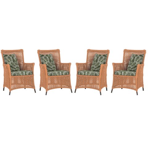 4 Poltronas Igapó Alumínio Micro Pintura Marrom Corda Náutica Estofado 5