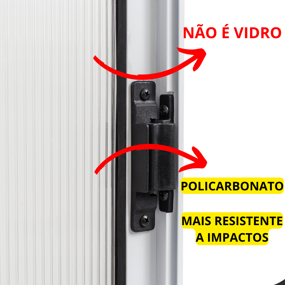 Janela Vitro 2 Folhas para Banheiro Alumínio A40l40 Policarbonato Branco - 6