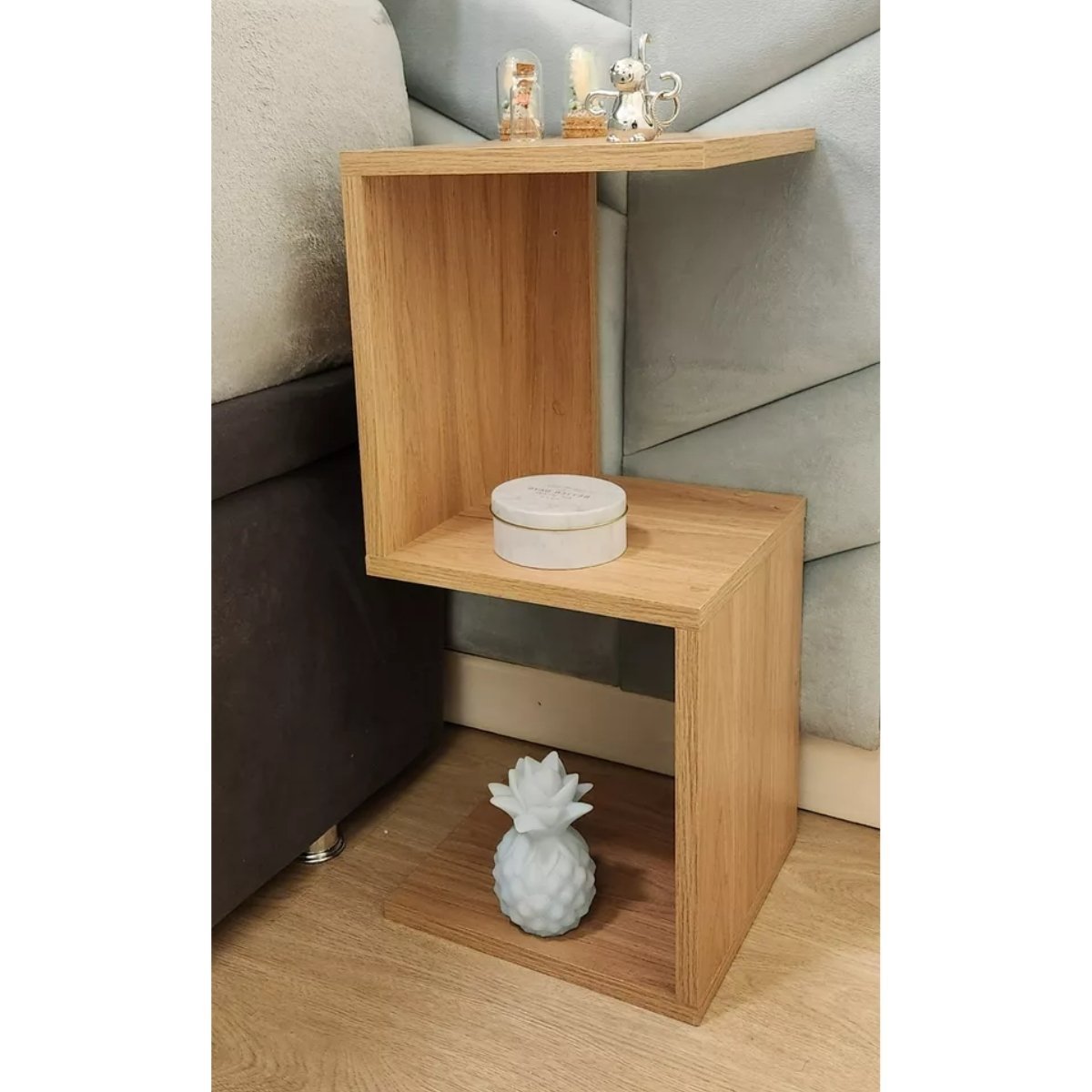 Mesa de Cabeceira Moderna Quarto S ou Z Mdf Decorativa:amadeirado - 2