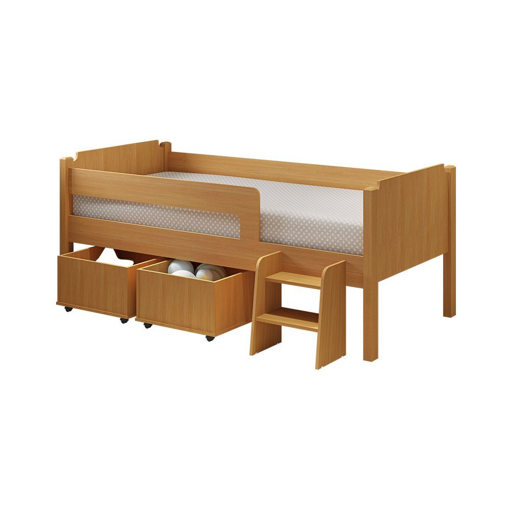 Cama Infantil Premium com 2 Baus Organizador e Escada Luna Plus Nature - 2