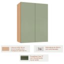 Ver imagem 2 de Kit Armário Aéreo e Balcão 100% MDF 60 cm 2 Portas Lótus Carvalho/Verde