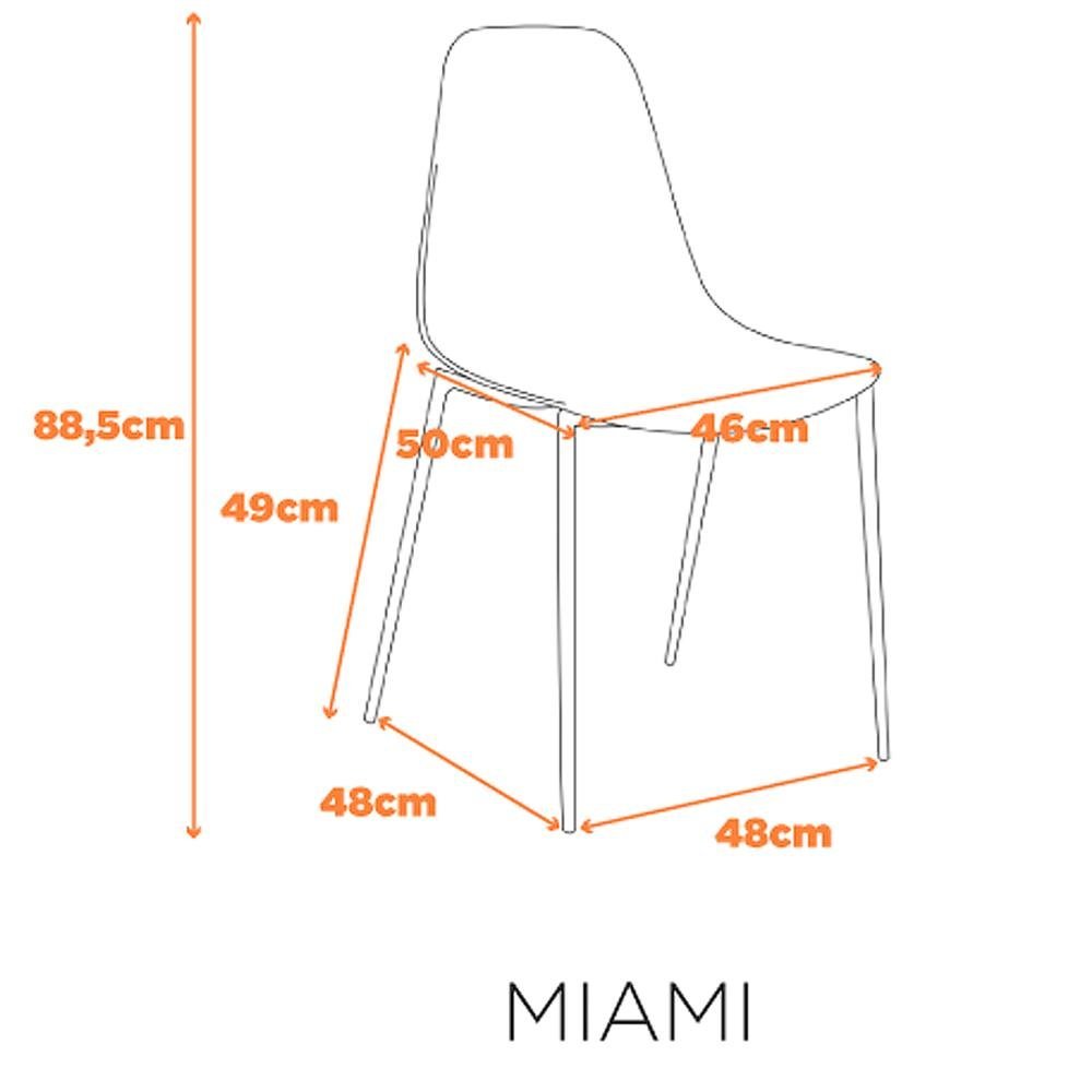 Kit 6 Cadeiras Miami Abi Fratini Polipropileno Cor Verde Aloe Base em Aço com Pintura Epóxi Verde - 6