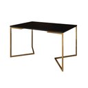 Ver imagem 3 de Mesa Jantar Industrial Retangular 137x90cm Preta Base V Dourada com 6 Cadeiras Pretas Eames Eiffel M