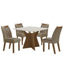 Ver imagem 2 de Conjunto Mesa de Jantar com Vidro e 4 Cadeiras 90cm Multimóveis Crljm-CON024 Madeirado/Bege