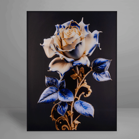 Quadro Decorativo Flower Porcelain Rose Relevo